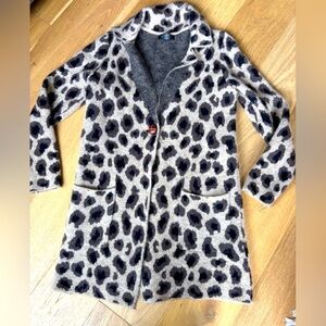Rachel Zoe Leopard Print Long Cardigan Wool Sweater Size medium